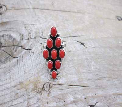 Ring Silver Coral Navajo - SZ 9